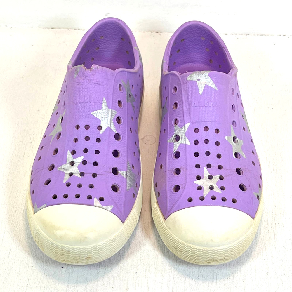 Native Jefferson Sea Fan Purple Silver Stars Waterproof Sneaker - Kid Size 13